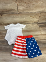 Iwemek 2pc My First 4th of July Bodysuit & Shorts Set White sz 6-9m