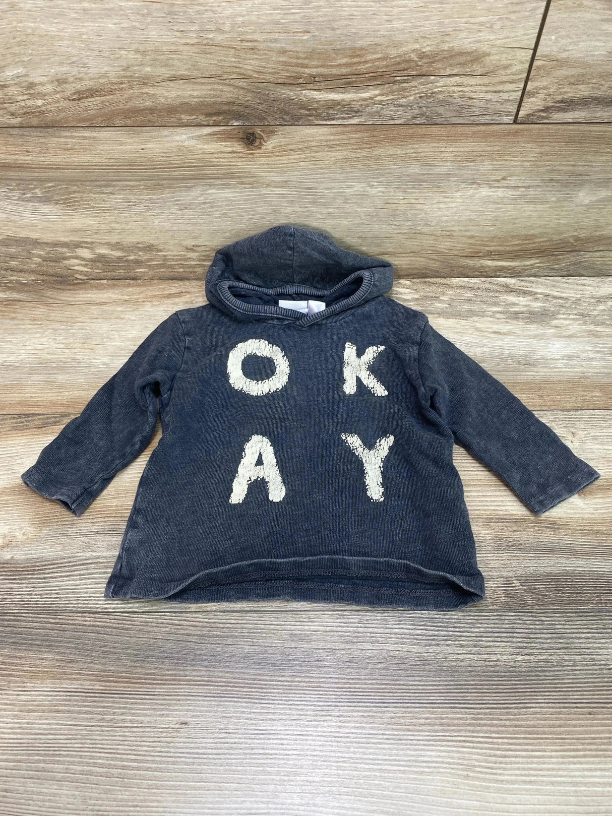 Zara Baby Boy Hooded Okay Shirt Grey sz 3-6m