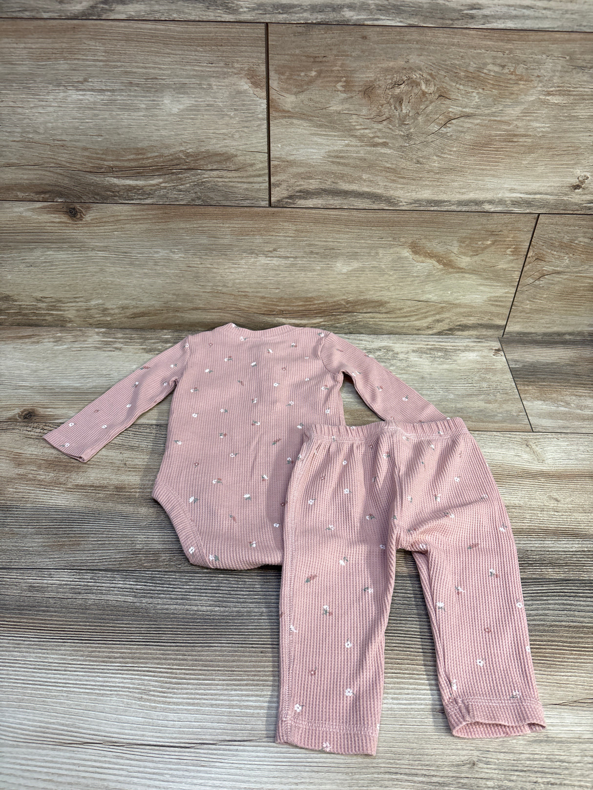 Carter's 2pc Waffle Knit Henley Bodysuit & Pants Set Pink sz 6m