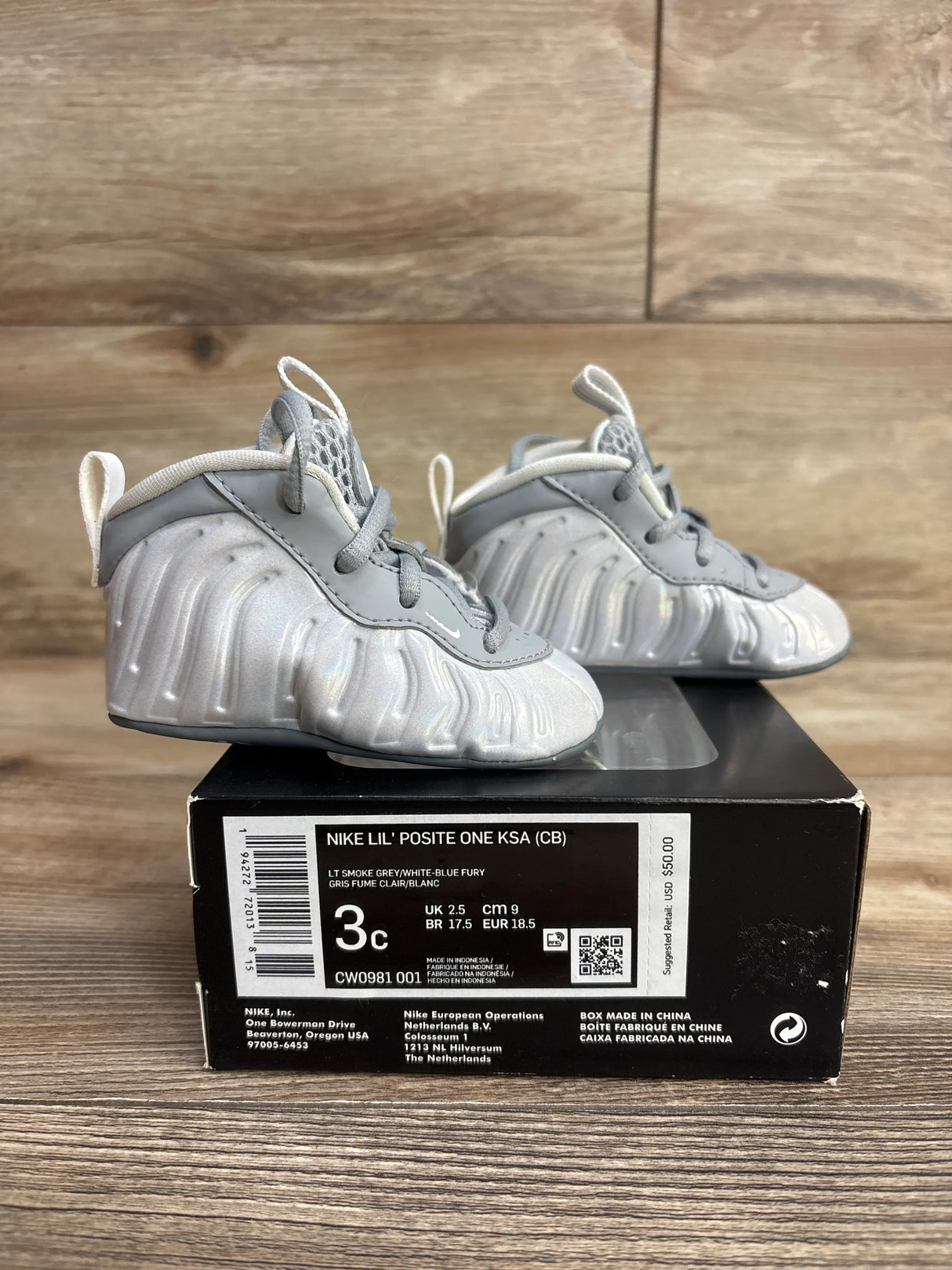 Nike Little Posite One Crib 'Light Solar Flare Heather' Sneakers sz 3c