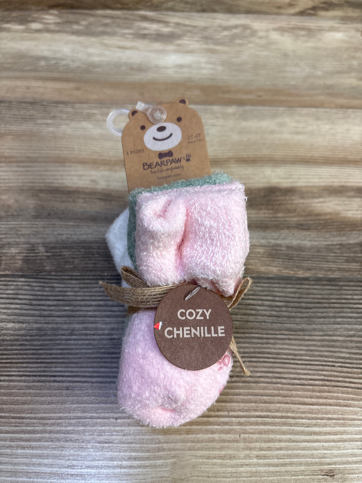 NEW Bearpaw 4pk Cozy Chenille Socks with Gripper Dots sz 2-4T