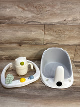 UXLXLK Non-Slip Bath Seat with Rinse Cup, Grey