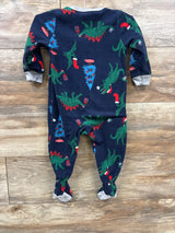 Carter's Christmas Dino Blanket Sleeper Navy sz 12m