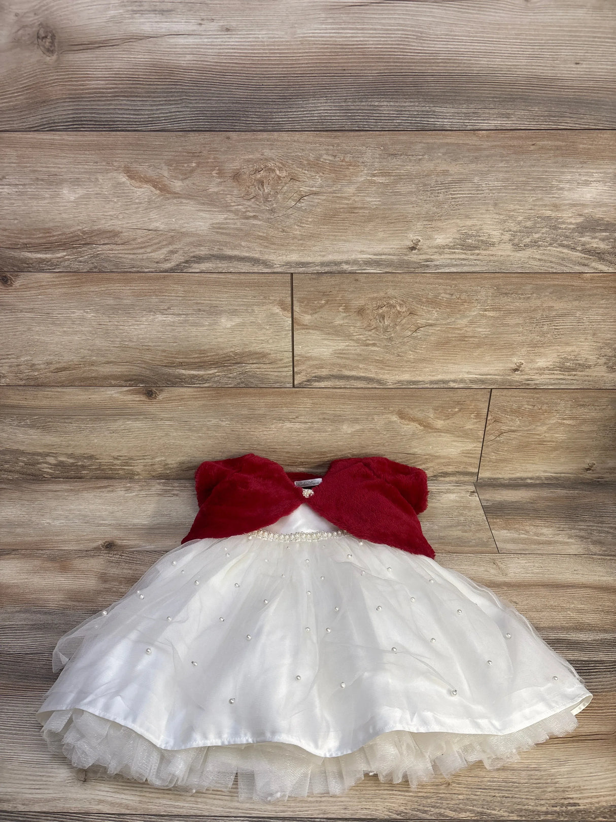 Couture Princess 2pc Pearl Dress & Faux Fur Cardigan White sz 3T