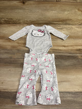 Hello Kitty 2pc Long Sleeve Bodysuit & Flare Pants Set Grey sz 3m