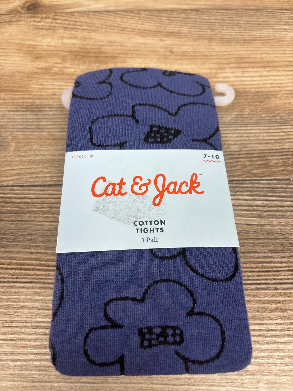 NEW Cat & Jack 1pr. Floral Cotton Tights Blue sz 7-10