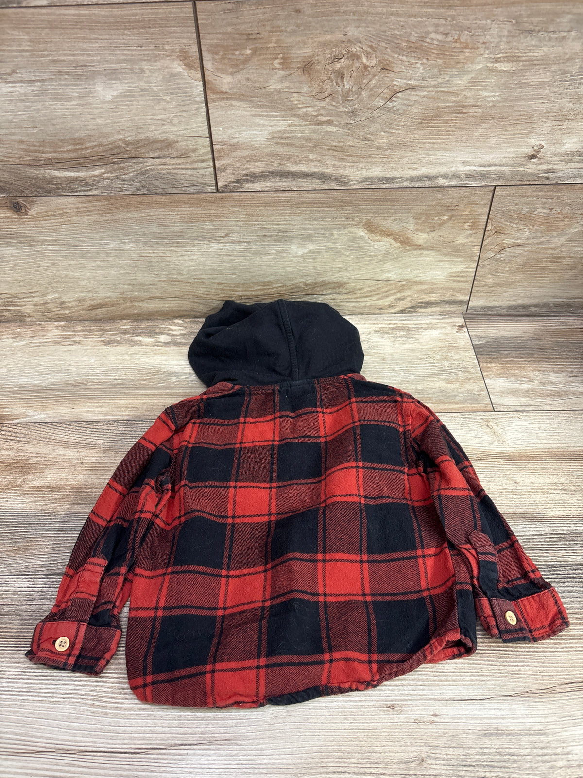 Cat & Jack Plaid Hooded Flannel Shirt Red sz 2T