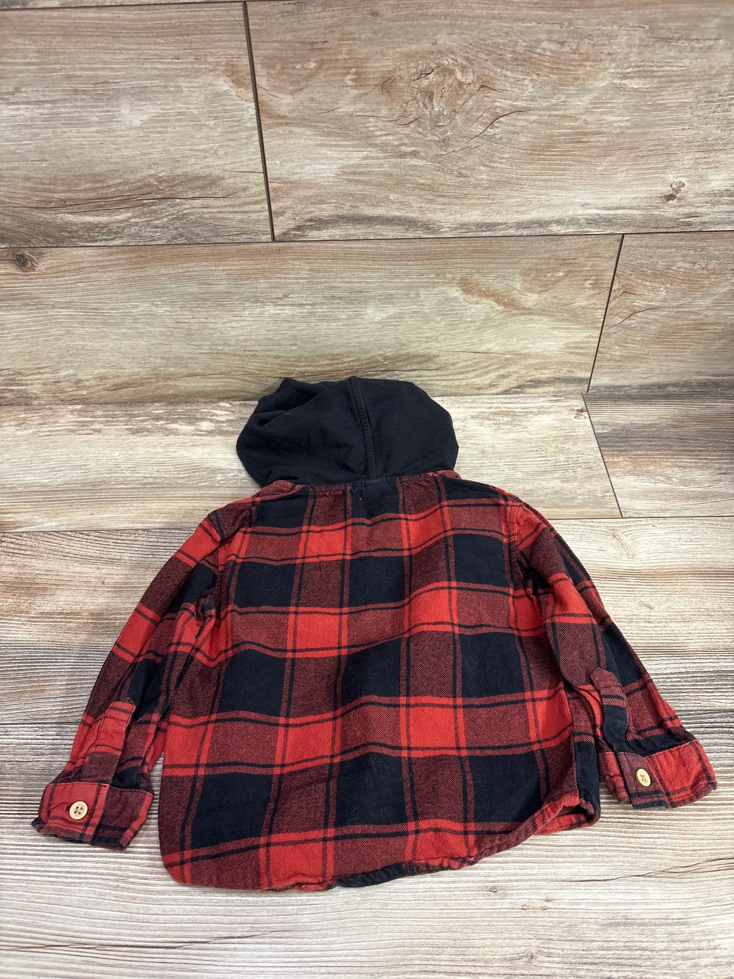 Cat & Jack Plaid Hooded Flannel Shirt Red sz 2T
