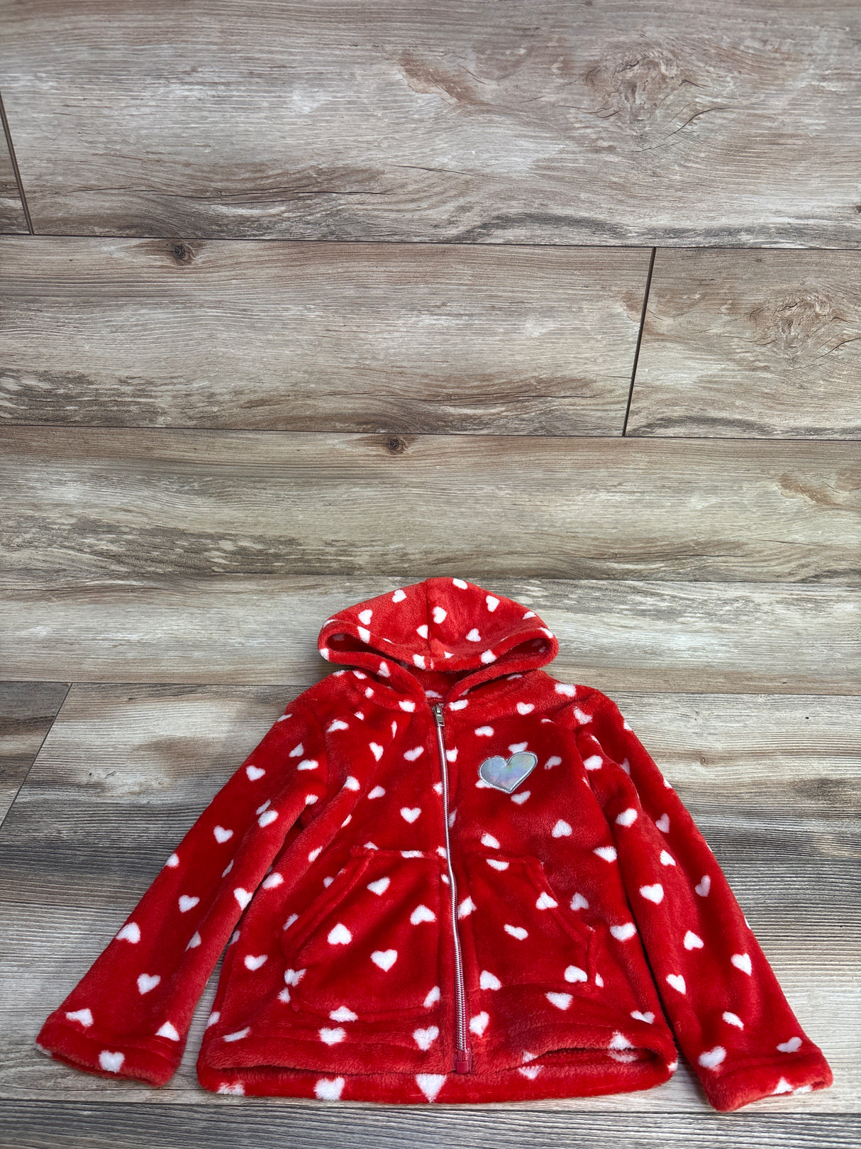 NEW Real Love Heart Print Plush Full Zip Jacket Red sz 3T