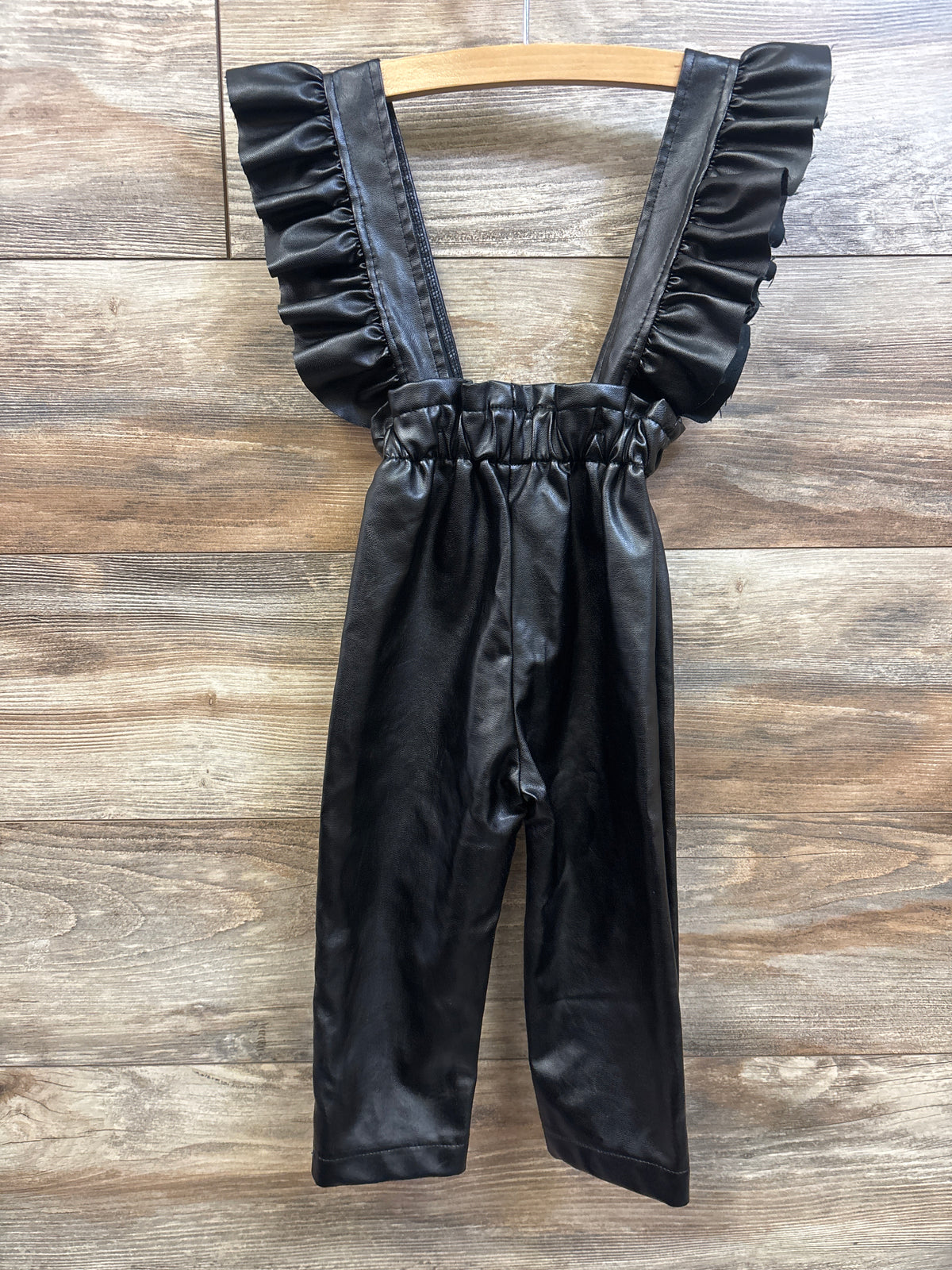Shein Faux Leather Overall Pants Black sz 2/3T