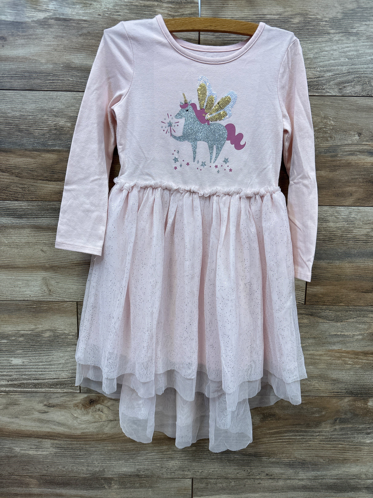 Cat & Jack Textured Unicorn Tulle Dress Pink sz 5T