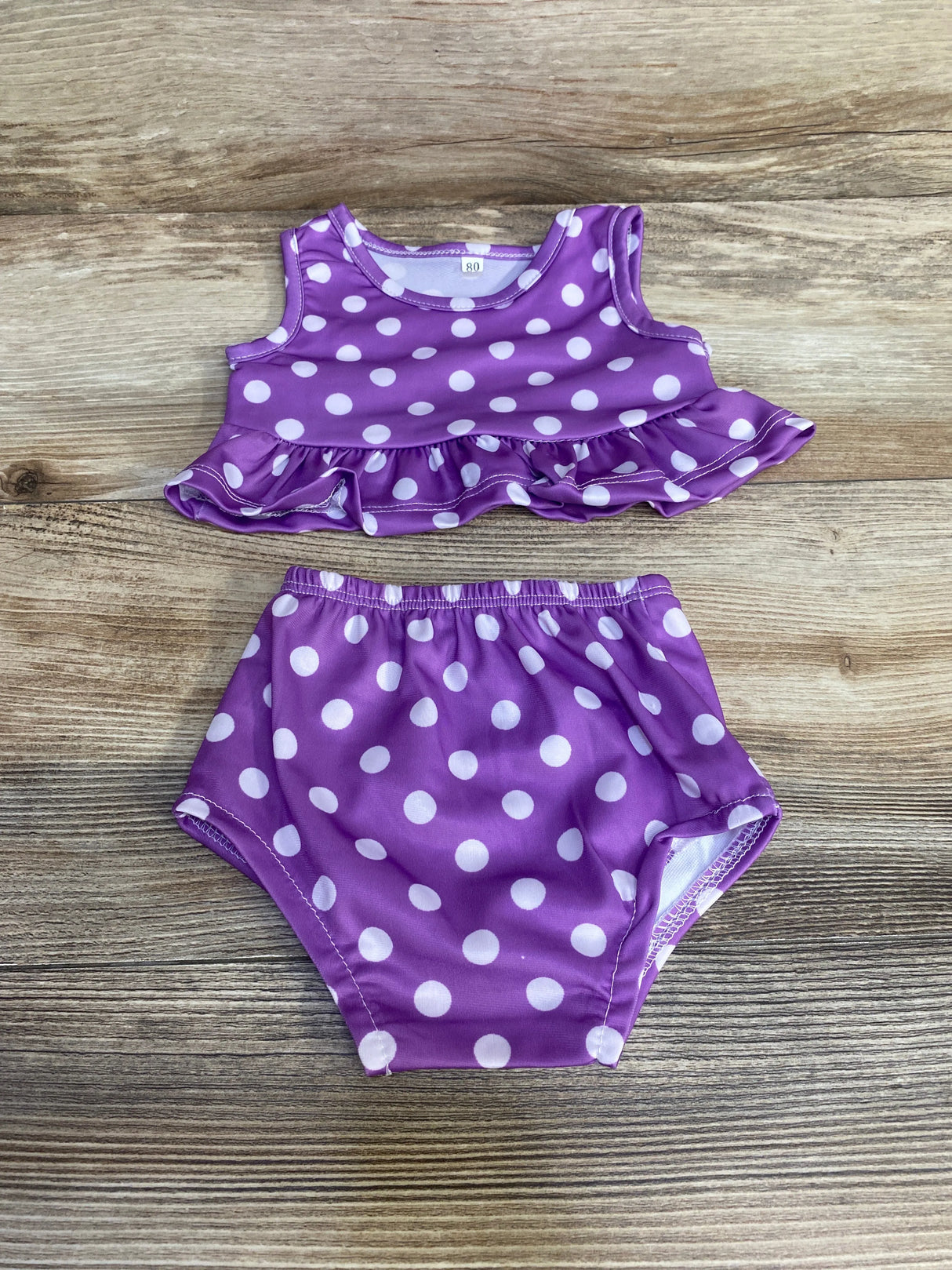 2pc Polka Dot Swimsuit Set Purple sz 9-12m