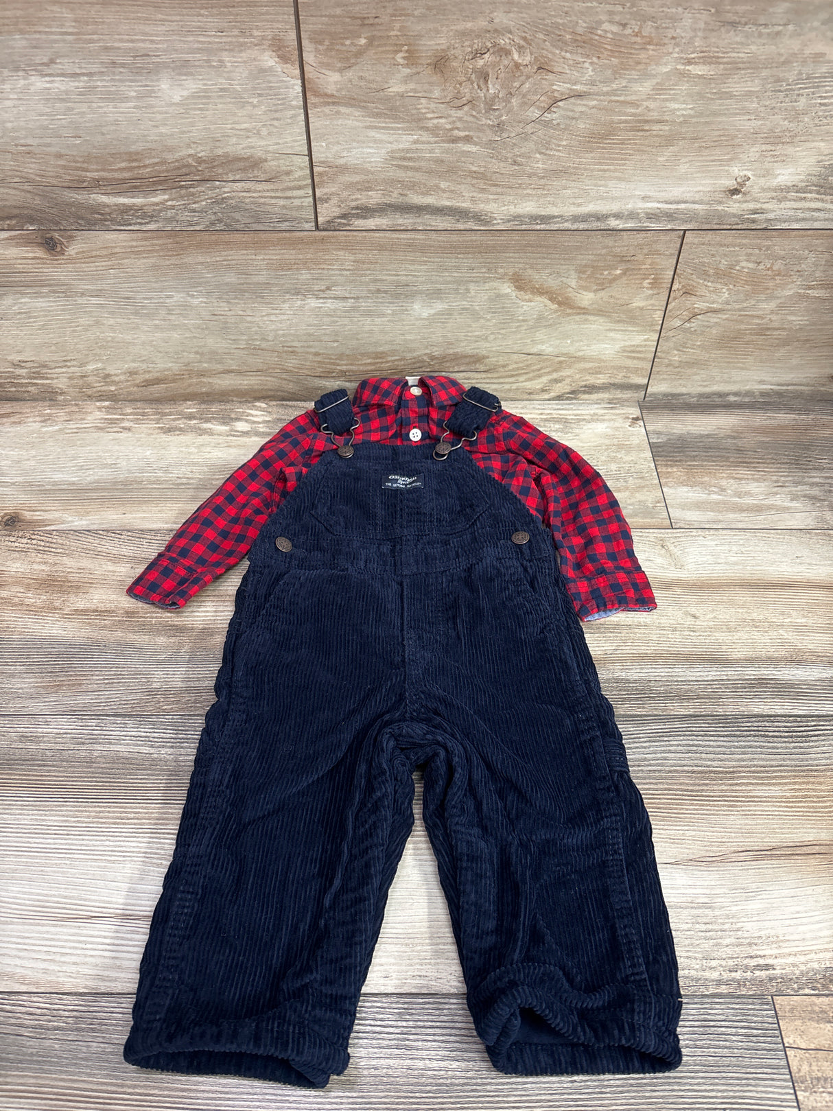 Oshkosh 2pc Corduroy Overalls Set Red sz 12m
