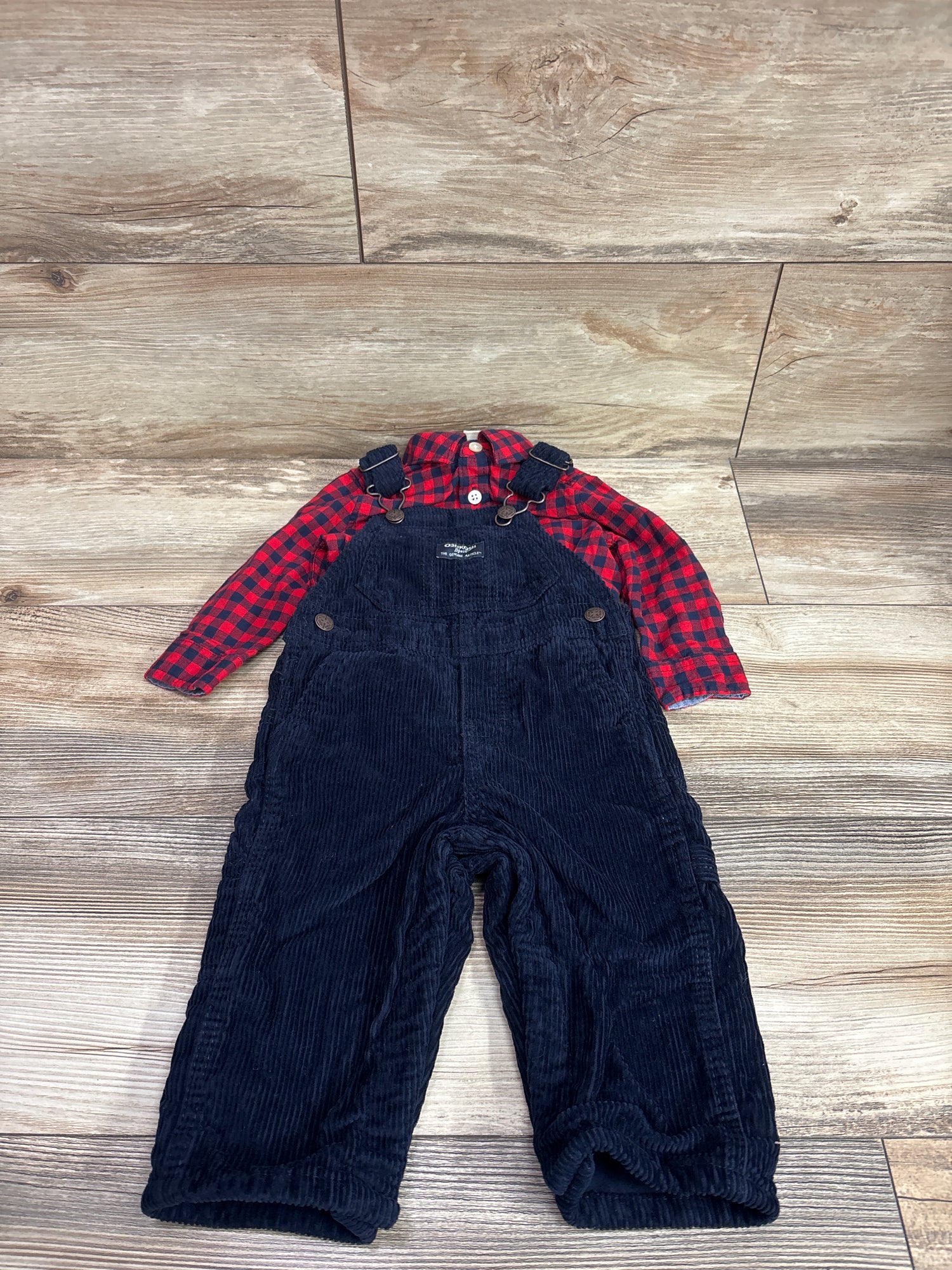 Oshkosh 2pc Corduroy Overalls Set Red sz 12m
