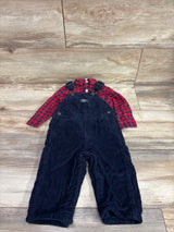 Oshkosh 2pc Corduroy Overalls Set Red sz 12m