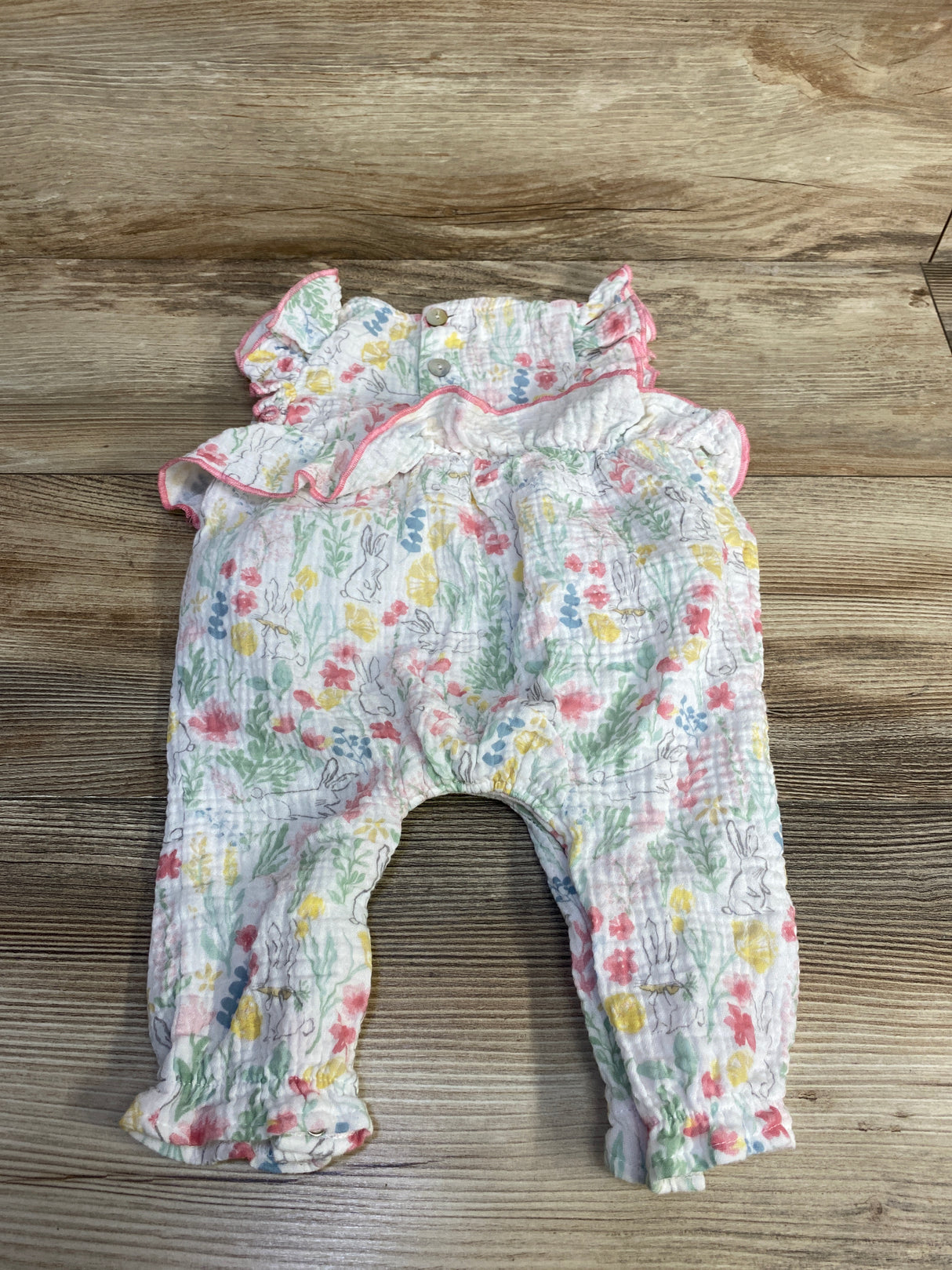 Mudpie Bunny Floral Jumpsuit White sz 3-6m