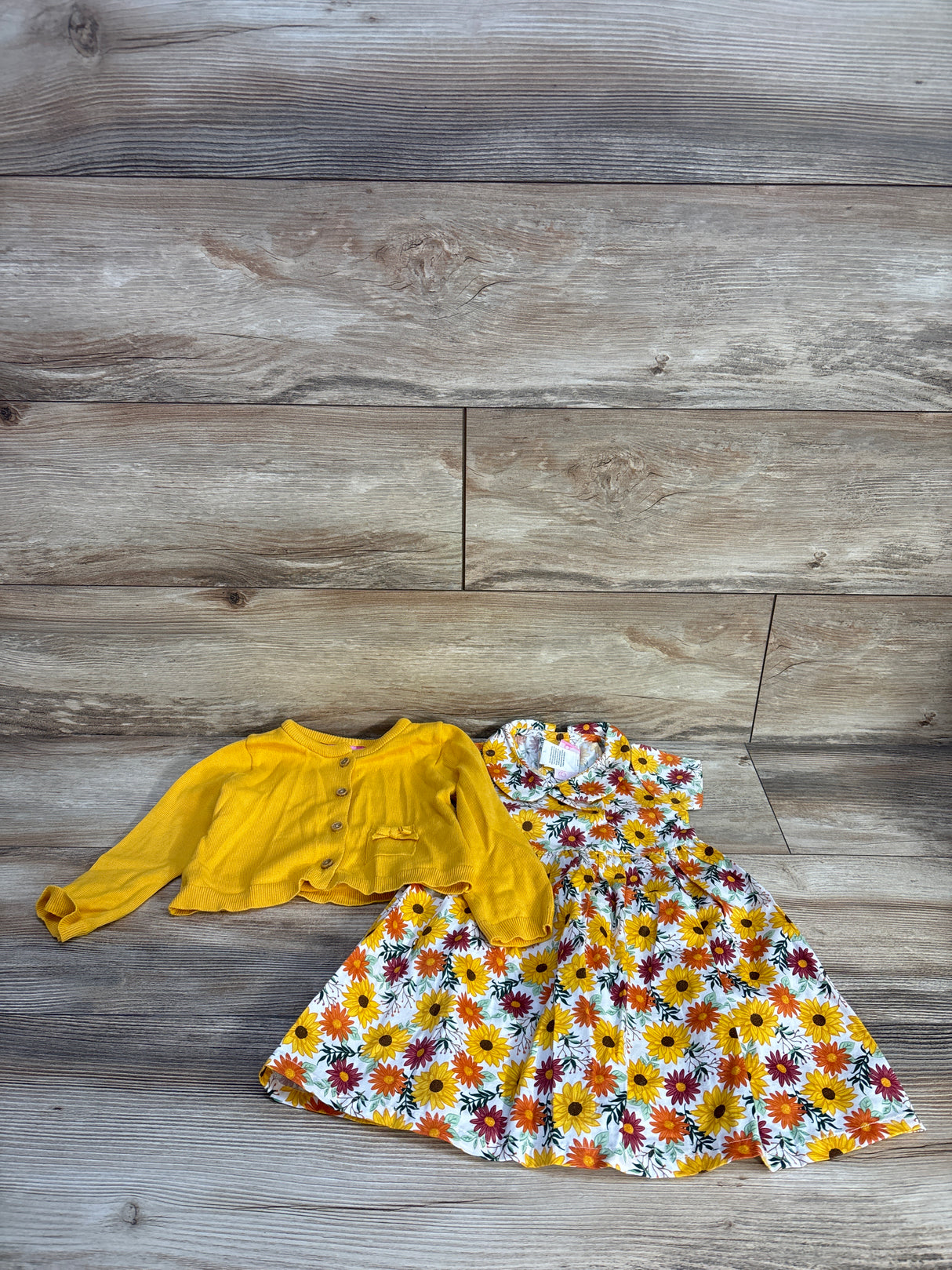 Goodlad 2pc Floral Dress & Cardigan Set Yellow sz 24m