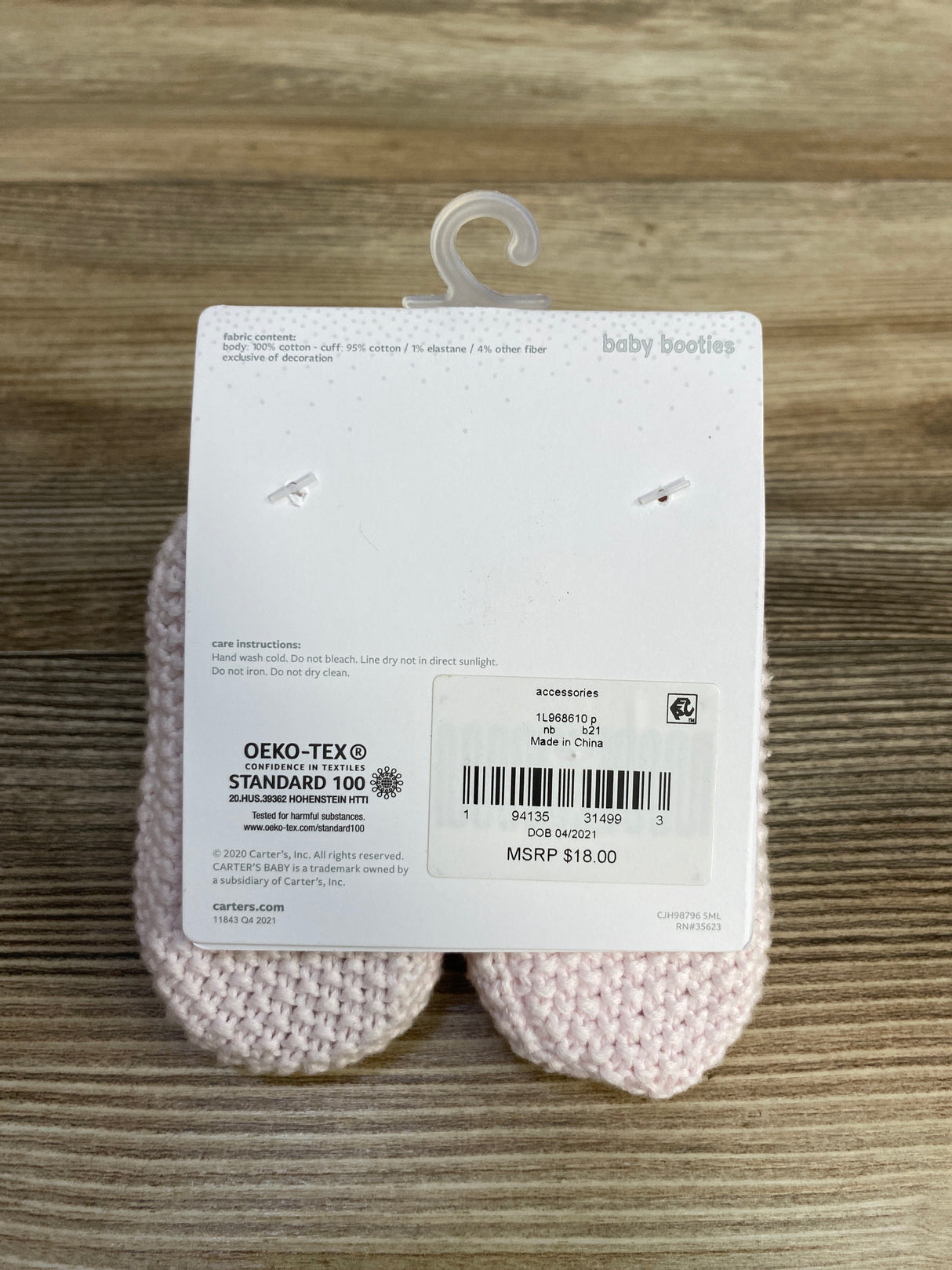NEW Carter's Crocheted Crib Booties, Pink sz 1/2c