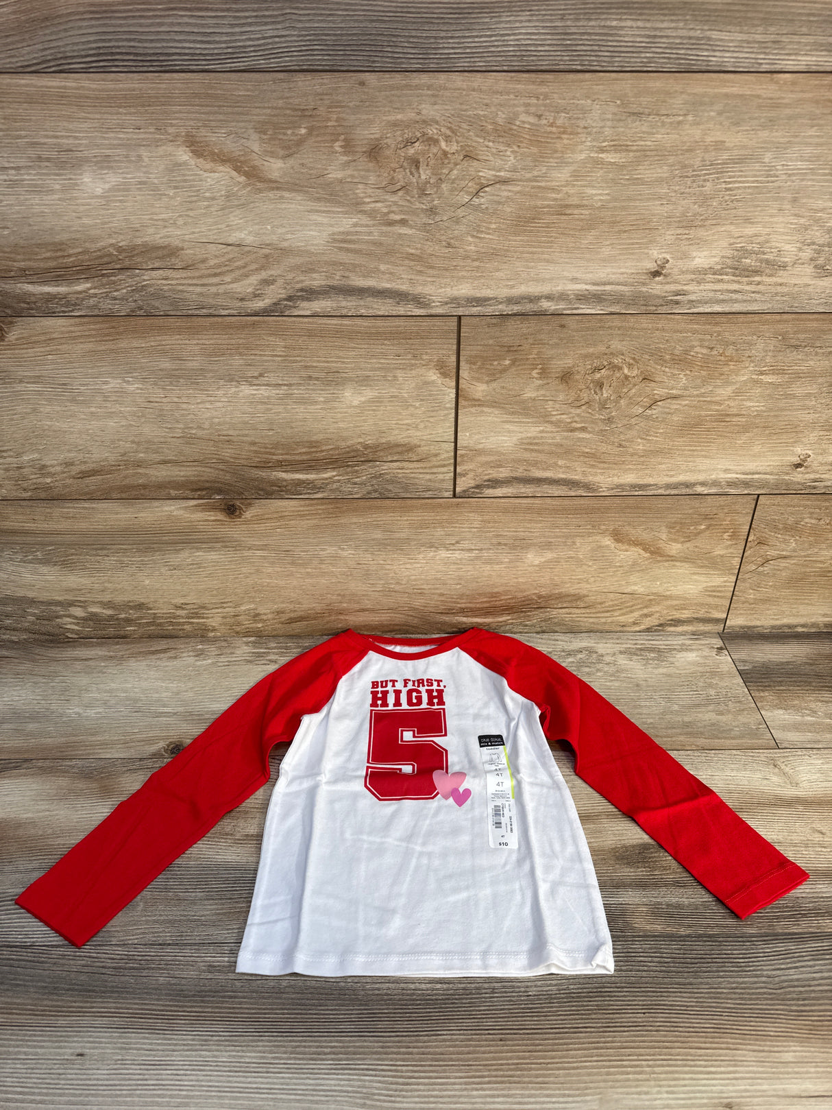 NEW Okie Dokie But First High 5 Red/White T-Shirt sz 4T