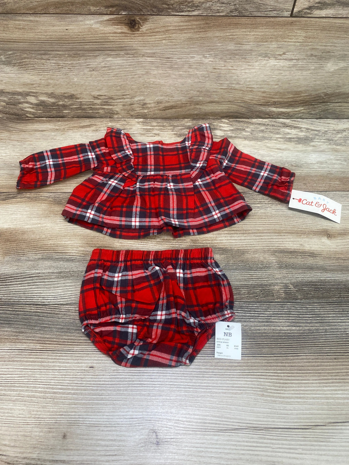 NEW Cat & Jack 2pc Plaid Top & Bottoms Red sz Newborn - Me n Mommy To Be