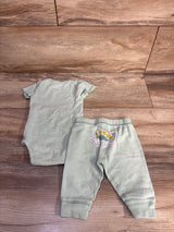 Just One You 2pc Striped Bodysuit & Pants Set Green sz 3m