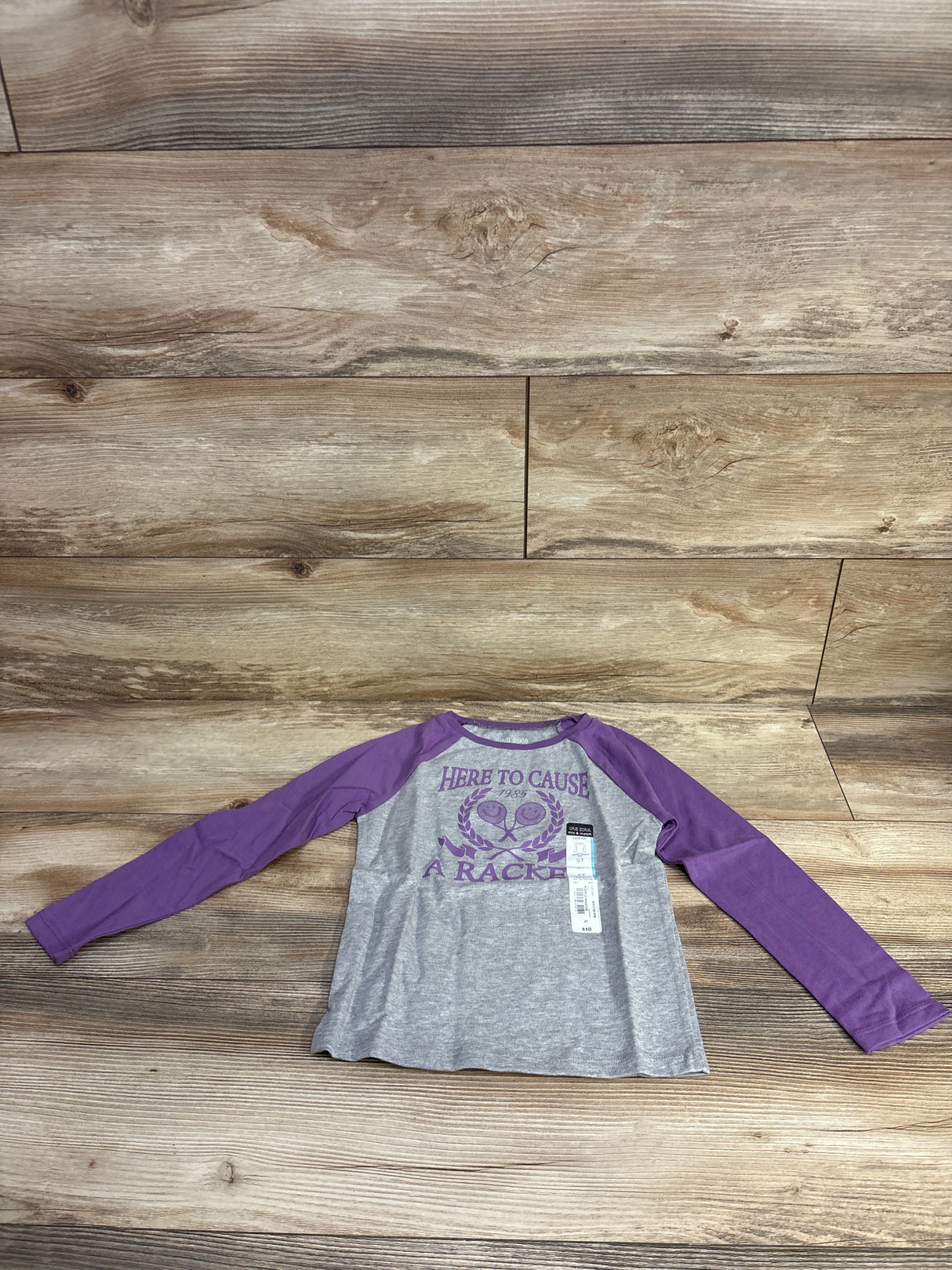NEW Okie Dokie Here To Cause A Racket Purple/Grey Shirt sz 5T