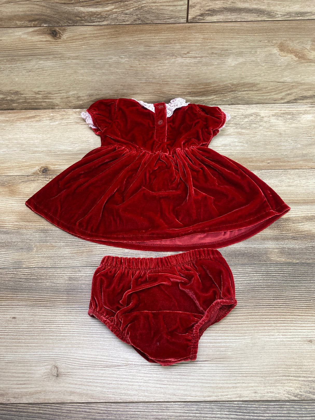 Nicole Miller 2pc Velvet Dress & Bloomers Red sz 3-6m