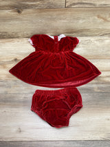 Nicole Miller 2pc Velvet Dress & Bloomers Red sz 3-6m