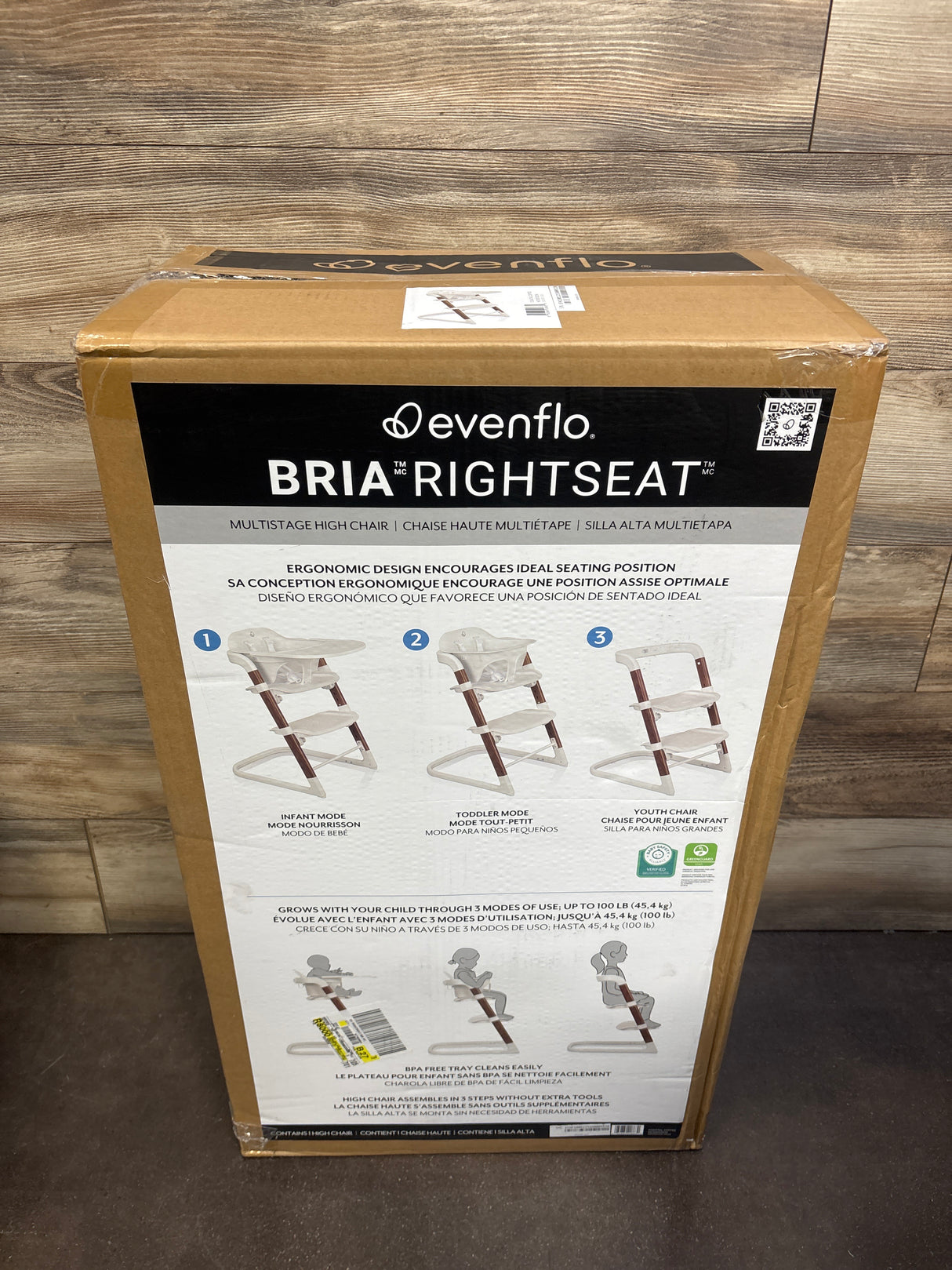 NEW Evenflo Bria RightSeat Multistage High Chair in Coastal Coffee