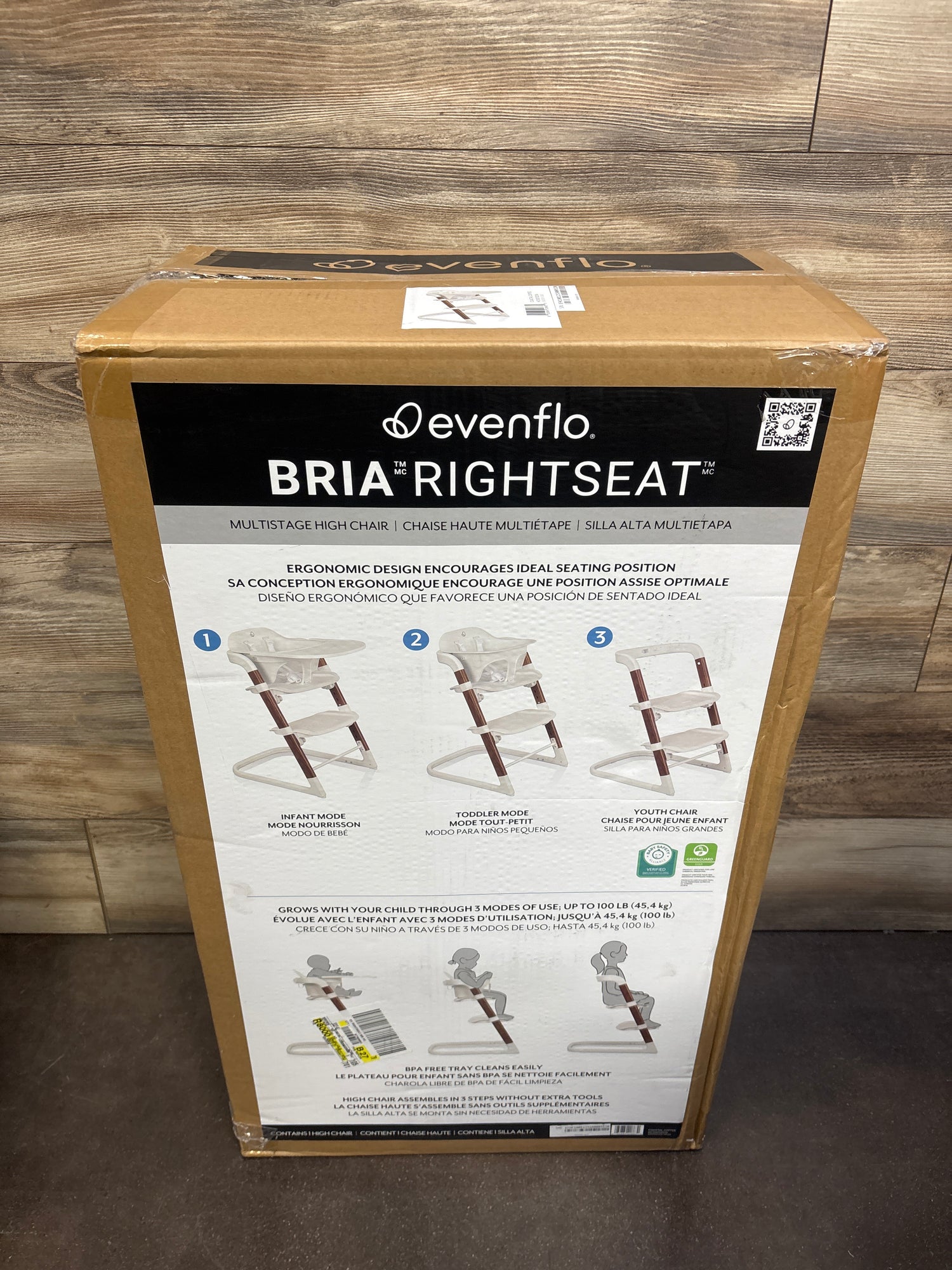 NEW Evenflo Bria RightSeat Multistage High Chair in Coastal Coffee