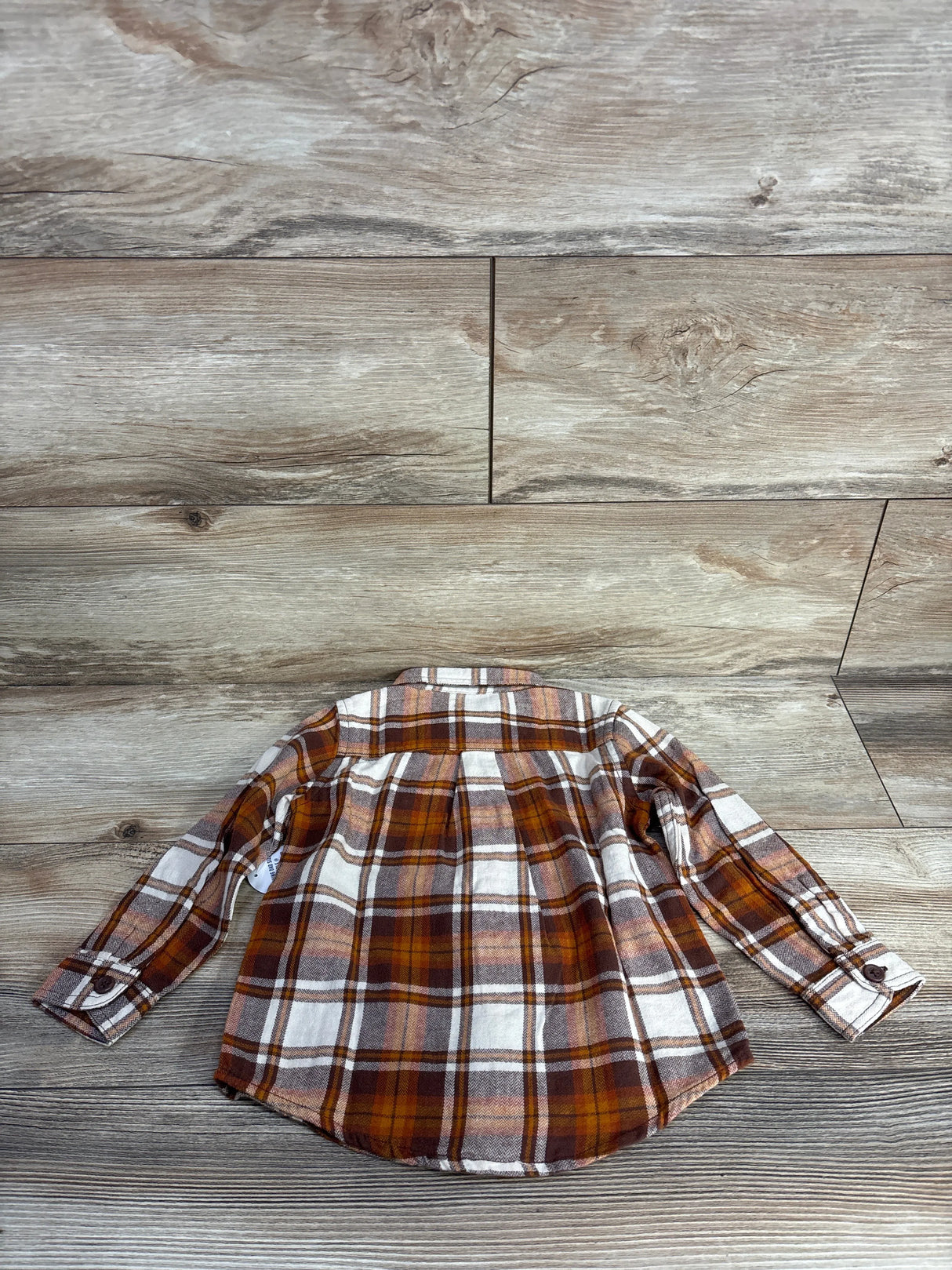 NEW Children's Place Plaid Button Up Shirt Brown sz 2T