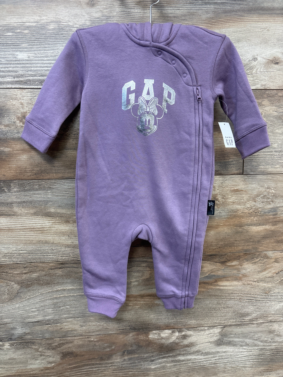 NEW Baby Gap x Disney Minnie Mouse Hooded Coverall Purple sz 6-12m