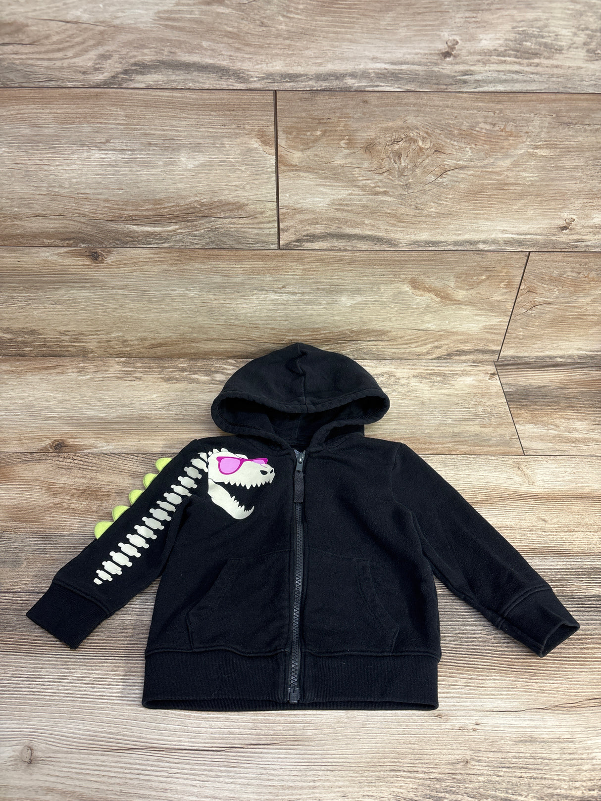 Cat & Jack Cool T-Rex Full Zip Jacket Black sz 18m