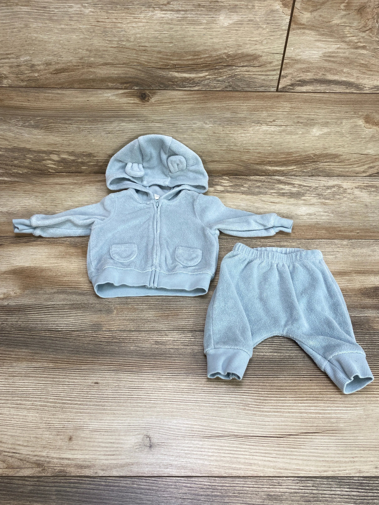 Carter's 2pc Terry Cloth Hoodie & Pants Blue sz Newborn