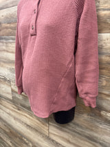 Old Navy Maternity Oversized Cozy Waffle Henley Top in Deep Rose sz Small