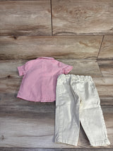 First Impressions 2pc Striped Seersucker Button-Up Shirt & Pants Set Red sz 6-9m