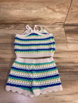 Old Navy 2pc Striped Crochet-Knit Tank Top & Shorts Set White sz 18-24m