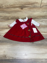 NEW Blueberi Boulevard 2pc Shirt & Ruffle Jumper Dress White/Red sz 3-6m