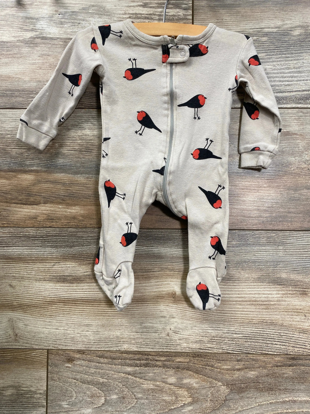 Leveret Bird Print Sleeper Beige sz 0-3m