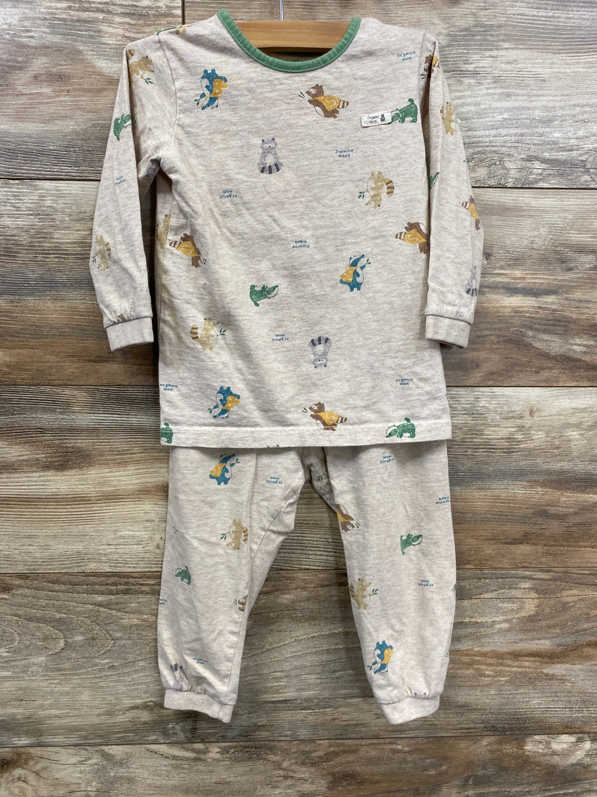 Organic 2pc Animal Print Pajama Set Oatmeal sz 18-24m