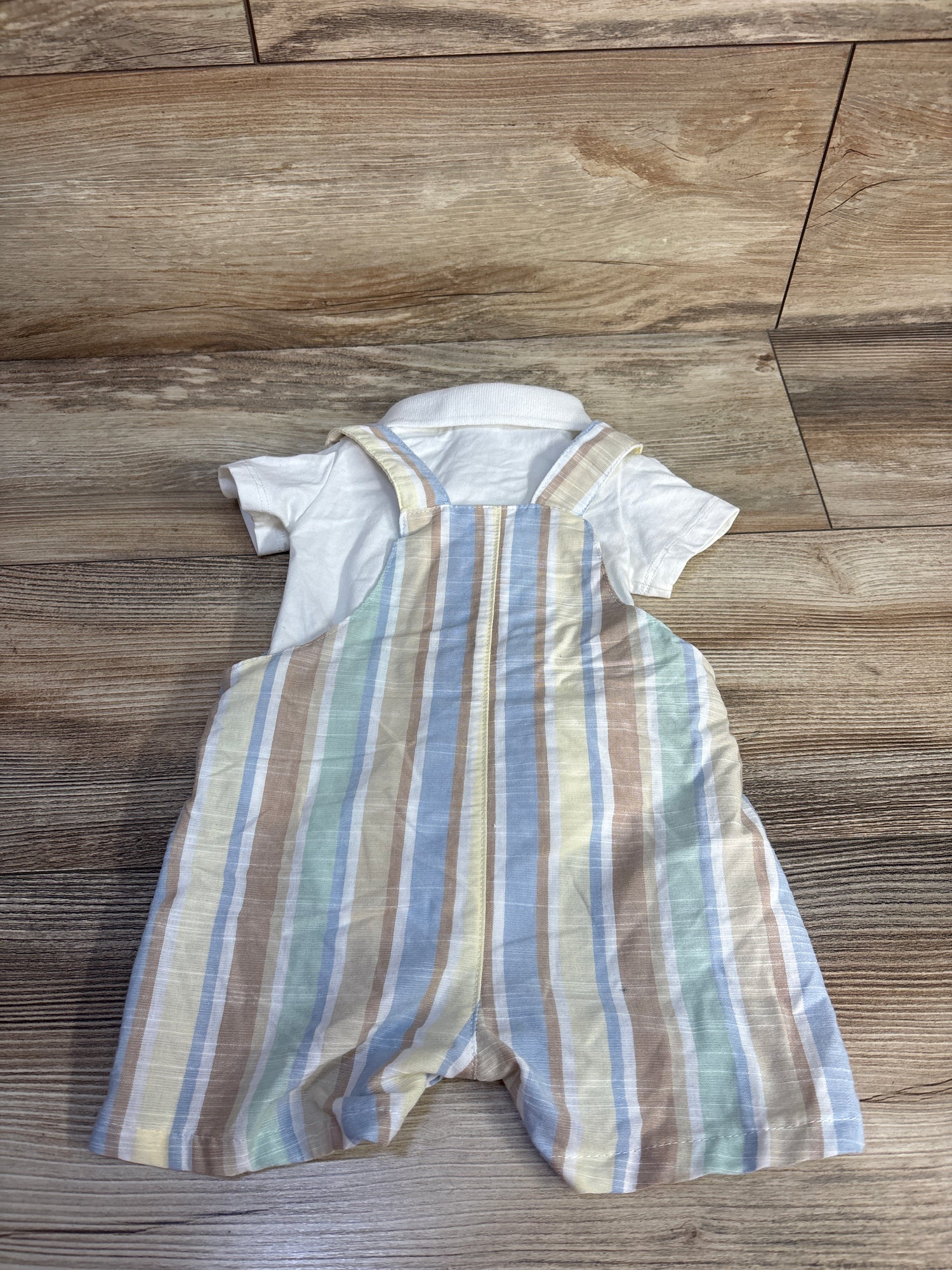 Little Lad 2pc Polo Bodysuit & Shortalls Set White sz 3/6m