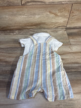 Little Lad 2pc Polo Bodysuit & Shortalls Set White sz 3/6m