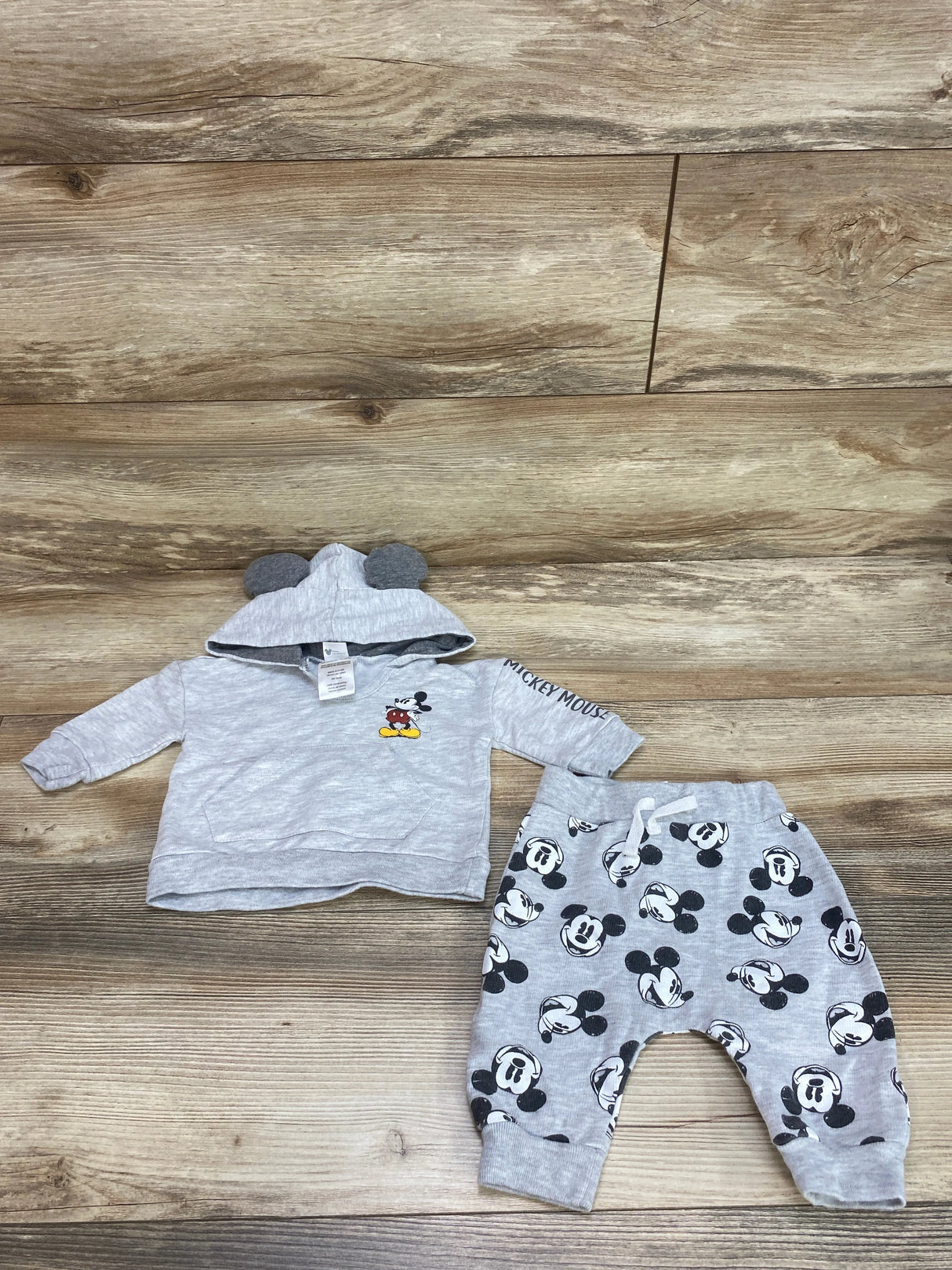 Disney Baby 2pc Mickey Mouse Hoodie & Pants Set Grey sz 3-6m