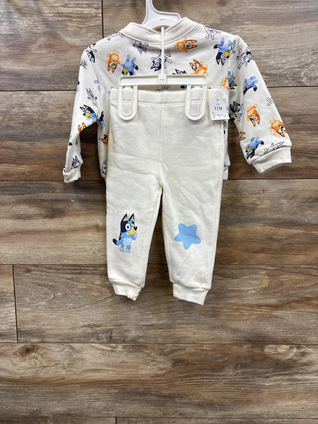 NEW Bluey 2pc 1/4 Zip Pull Over & Pants Set White sz 12m