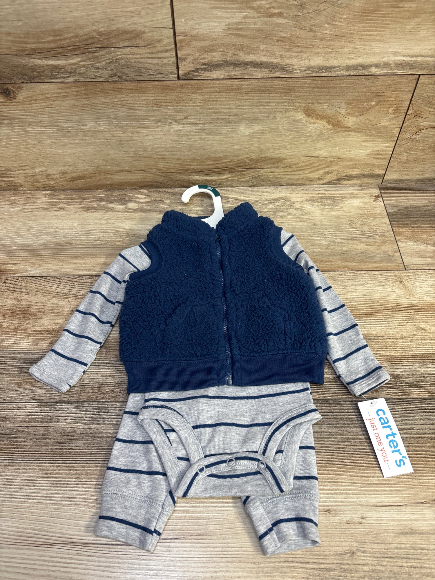 NEW Just One You 3pc Sherpa Fleece Vest Set Grey sz 3m