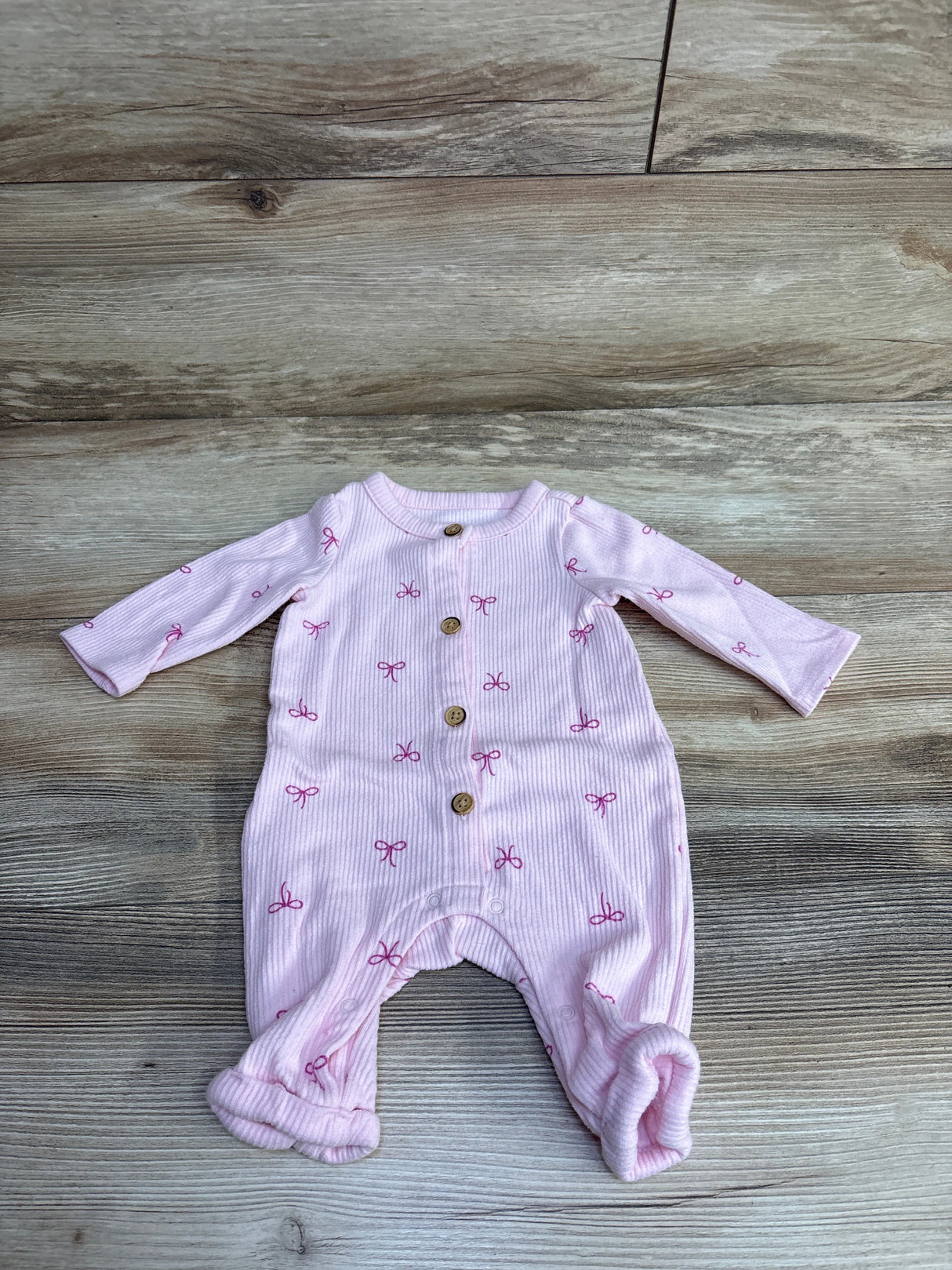 Cat & Jack Ribbed Bow Coverall Pink sz 0-3m