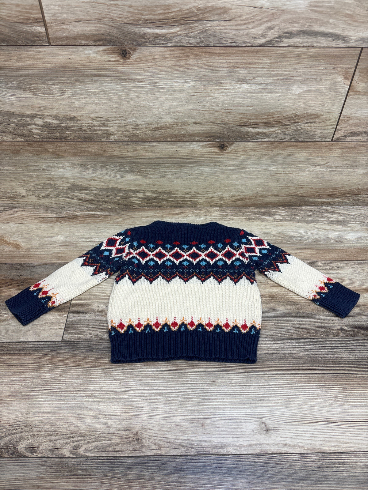 Cat & Jack Fair Isle Pullover Knit Sweater Navy sz 18m