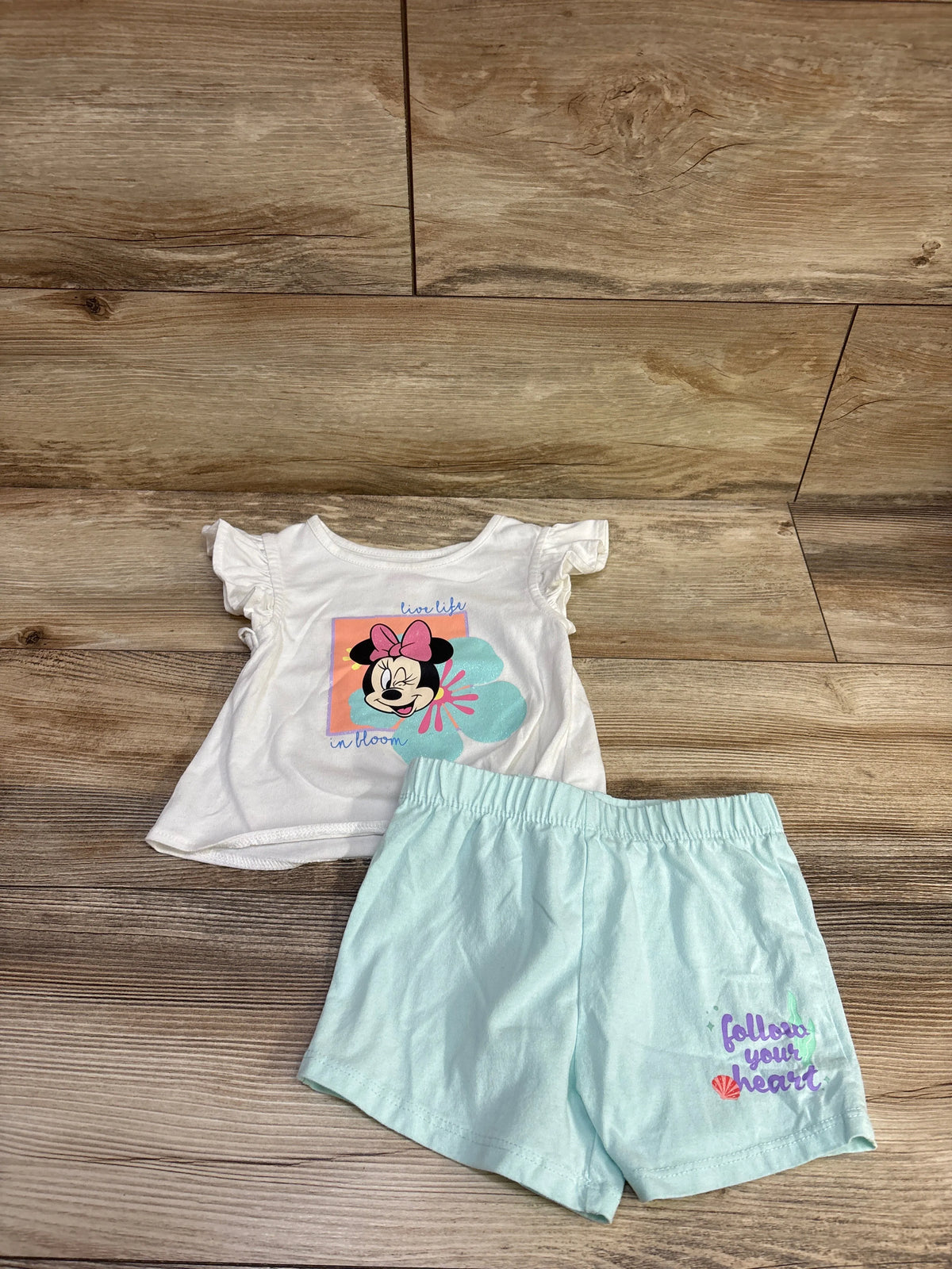 Disney Junior 2pc Minnie Mouse Shirt & Shorts Set White sz 3T
