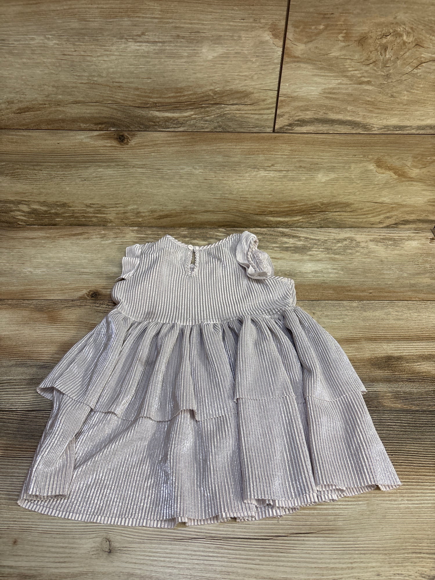 Biscotti Metallic Layered Dress Silver sz 24m