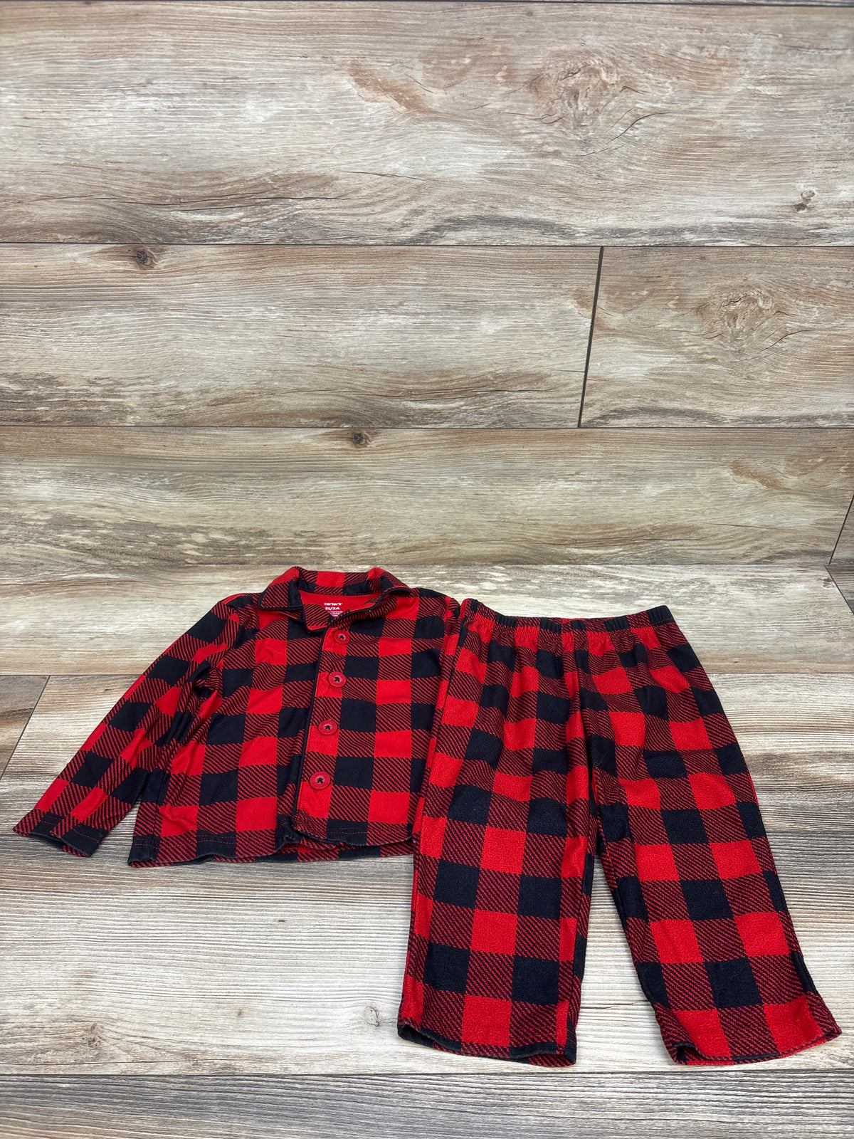 Carter's 2pc Plaid Coat Style Pajama Set Red sz 2T